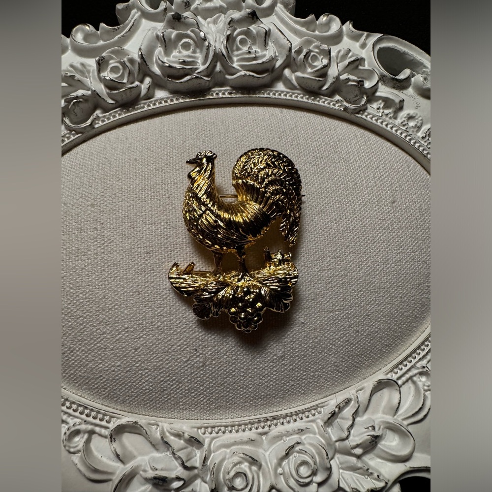 Gold-Tone Rooster Vintage Brooch✨